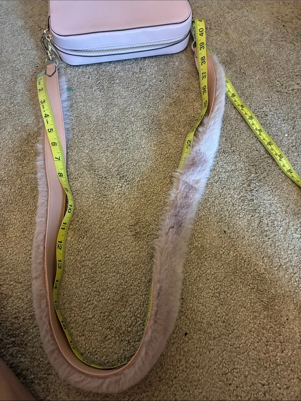 Kate Spade New York Harper Crossbody Bag Pink with Faux Fur Strap